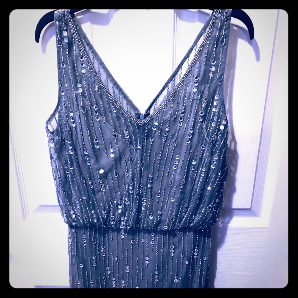 Adrianna Papell Grey/Silver Jewel dress